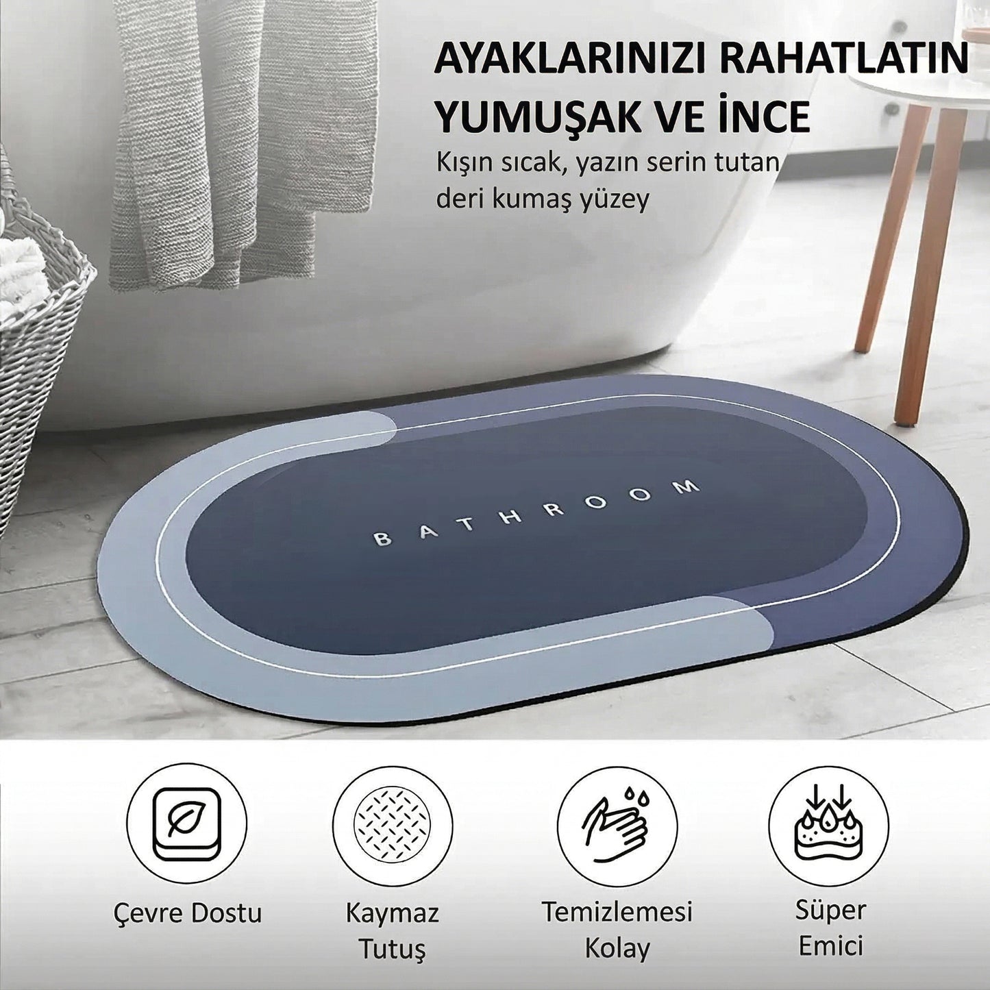 Ultra Emici Kaymaz Banyo Paspası